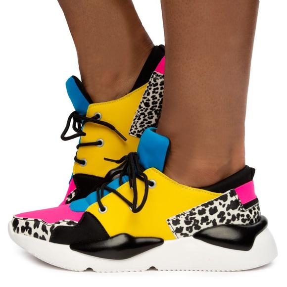 💖💛💙 Vibrant Color Block Multicolor Fashion Sneakers - Picture 1 of 9